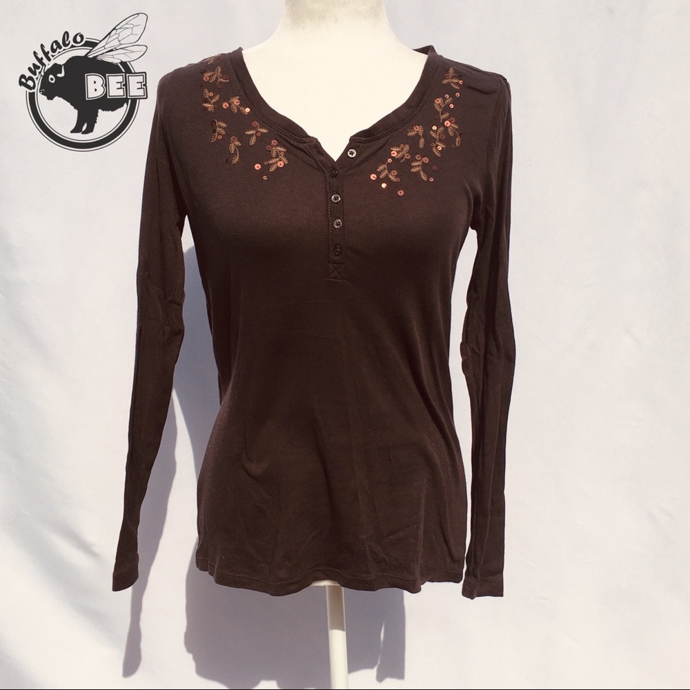 Eddie Bauer brown 100% cotton pullover size S
